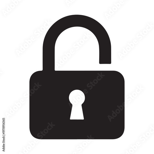 Locked padlock black glyph ui icon. Restrict access. Security settings. User interface design. Silhouette symbol on white space