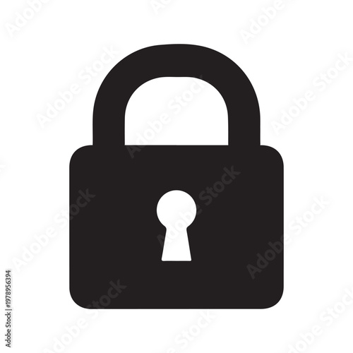 Locked padlock black glyph ui icon. Restrict access. Security settings. User interface design. Silhouette symbol on white space