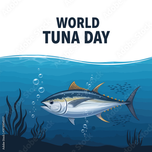 World tuna day celebration a vibrant underwater scene with tuna fish