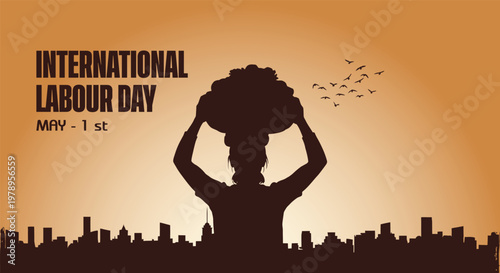 International labour day silhouette celebrating workers and their strength