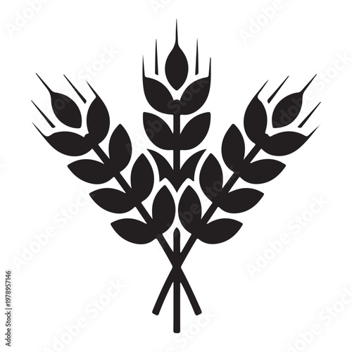 Wheat icon logo isolated on white background. Agriculture ears of wheat illustration.
