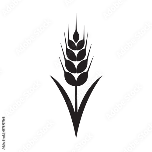 Wheat icon logo isolated on white background. Agriculture ears of wheat illustration.