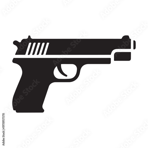 Simple Firearm Gun Pistol Weapon Security Icon