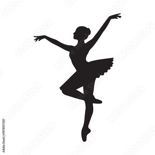 Vector silhouette of ballerina dancing woman