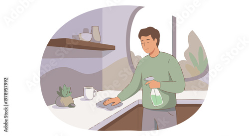 Cleaning Kitchen Scene