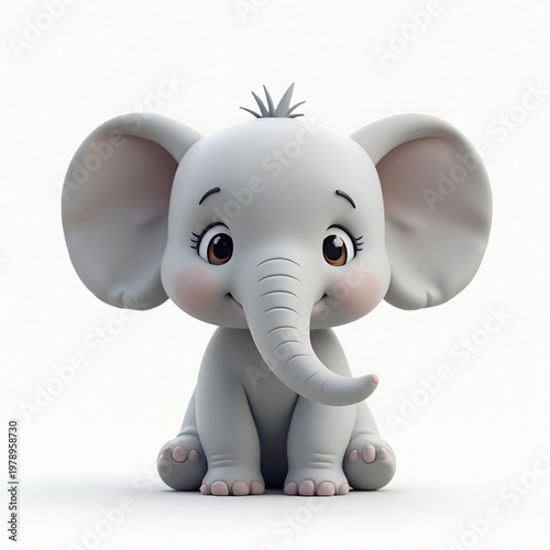 ゾウのシンプル動物キャライラスト