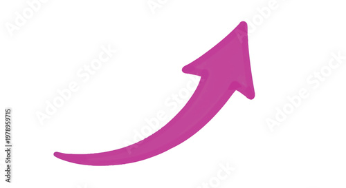 A single pink arrow curves upward and to the right against a white background.