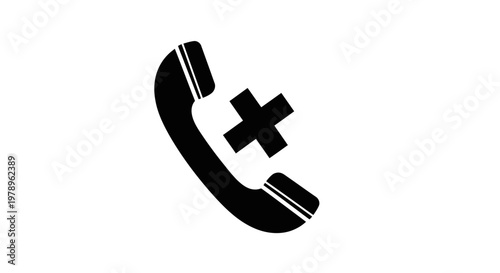 Black phone receiver icon with a cross symbol, representing no signal or call failed