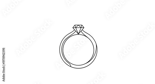 Elegant Diamond Ring Sketch - Clean Line Art Illustration