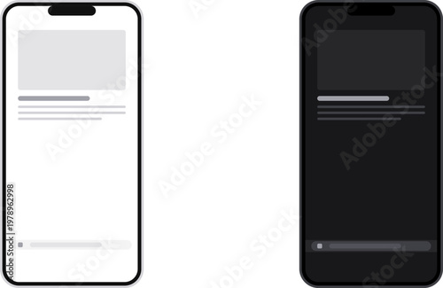 Hand-drawn minimalist mobile phone screen mockups showing light and dark browser interface modes modern illustration
