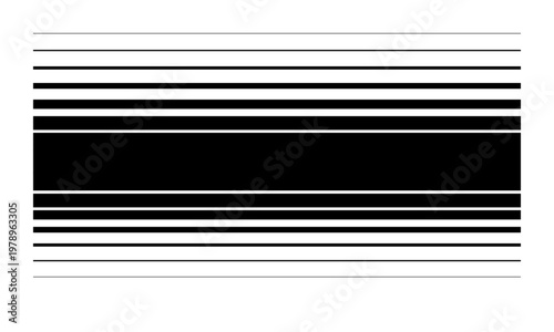 Hand-drawn symmetrical black horizontal lines of varying thickness creating a geometric minimalist abstract pattern illustration