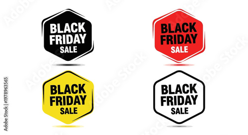 A collection of Black Friday Sale labels in various colors and designs