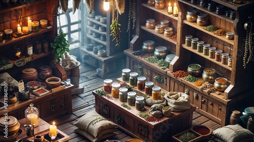 Interior of a Medieval Fantasy Spice Shop