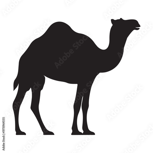 A simple black silhouette Camel animal Vector