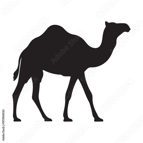 A simple black silhouette Camel animal Vector