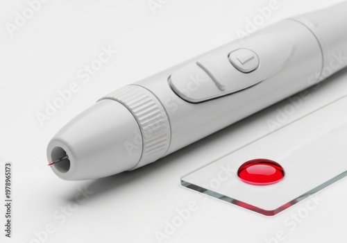 Unbranded Digital Blood Lancing Device and Slide with Drop