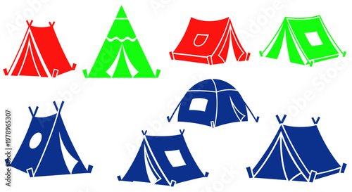 Colorful Camping Tents Set - Outdoor Adventure Icons