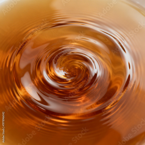 Surface of Stirred Tea Forming a Spiral