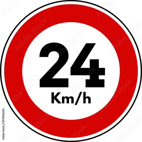 Maximum Speed Limit 24 kmh Traffic Sign Vector