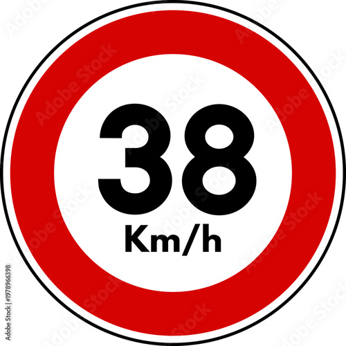 Maximum Speed Limit 38 kmh Traffic Sign Vector