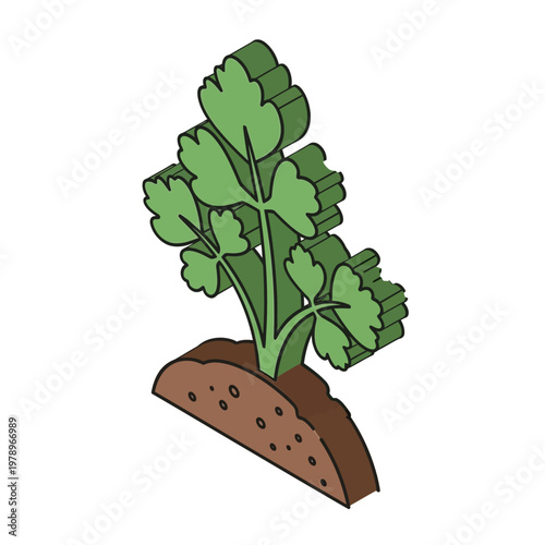 A cartoon illustration of a green plant.