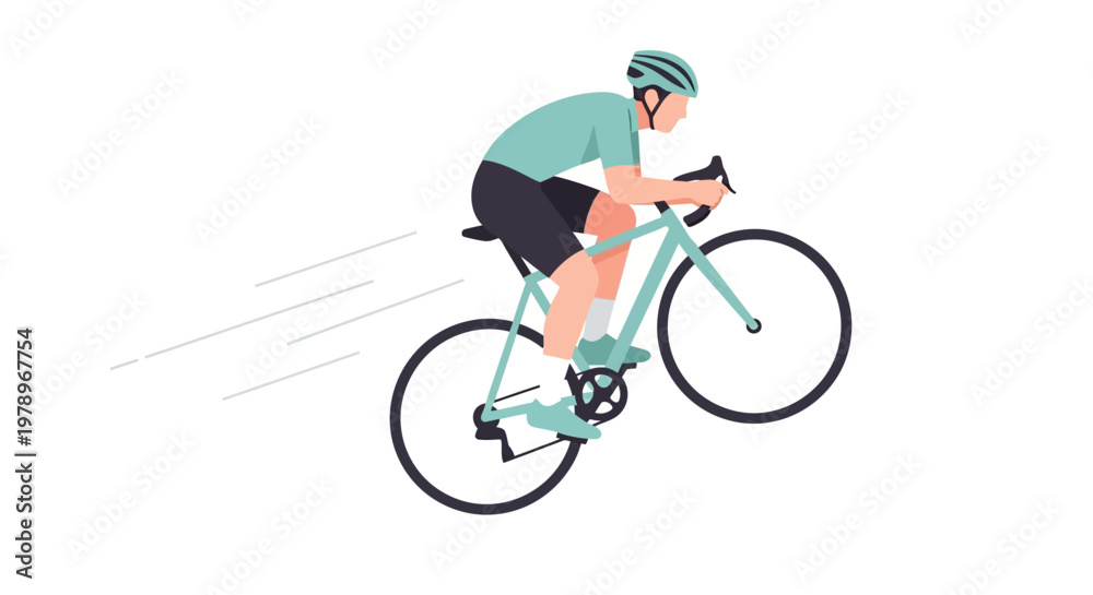 Fototapeta premium Cyclist performing a wheelie on a road bike. EPS Editable. Vector Illustrations.