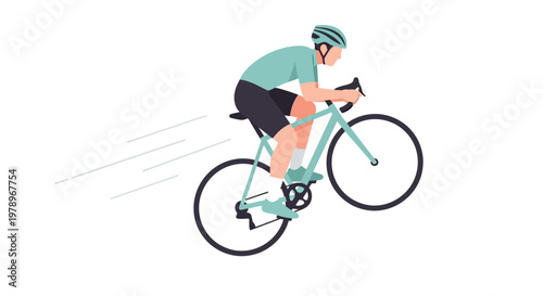 Cyclist performing a wheelie on a road bike. EPS Editable. Vector Illustrations.