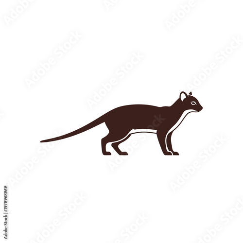 A simple flat-headed cat illustration with a long tail, perfect for minimalist designs and animal-themed projects