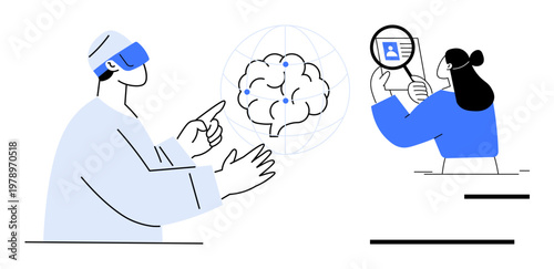 Artificial intelligence concept. Artificial intelligence connects human insights with data analysis and virtual reality tools. Artificial intelligence aiding innovation and problem-solving for tech