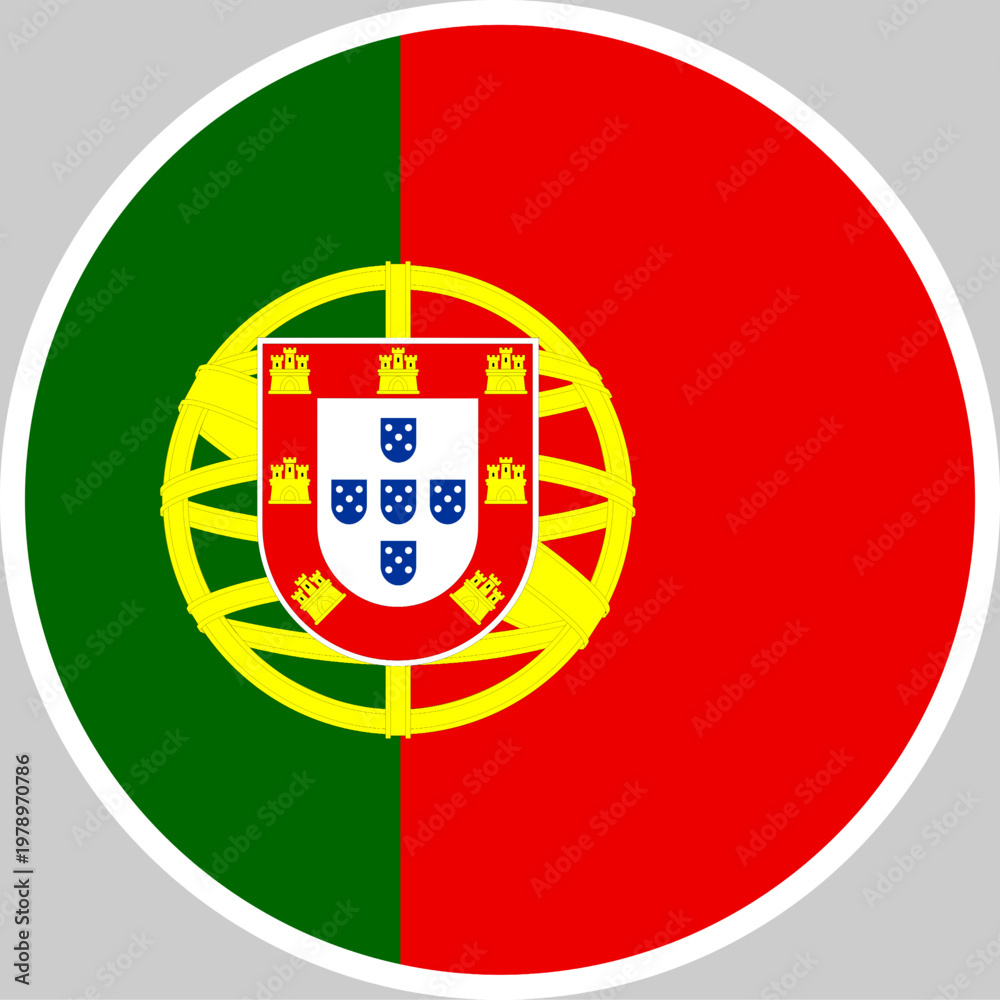 Obraz premium Portugal National Flag Vector Illustration in Circle Shape, High Quality Design