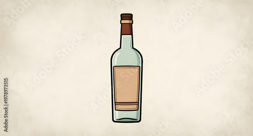 liquor bottle, alcohol bottle, drink bottle, glass bottle, outline illustration, black white, sketch bottle, beverage container, bottle icon, generic bottle, drink icon, simple outline, label bottle, 