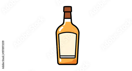 liquor bottle, alcohol bottle, drink bottle, glass bottle, outline illustration, black white, sketch bottle, beverage container, bottle icon, generic bottle, drink icon, simple outline, label bottle, 