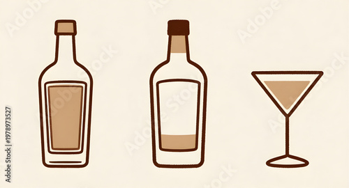 liquor bottle, alcohol bottle, drink bottle, glass bottle, outline illustration, black white, sketch bottle, beverage container, bottle icon, generic bottle, drink icon, simple outline, label bottle, 