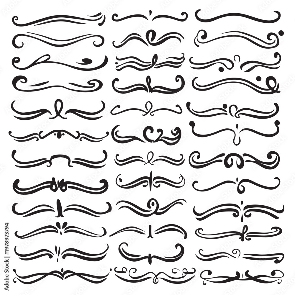 Obraz premium Hand-Drawn Calligraphic Swirl Dividers and Decorative Ornaments Set