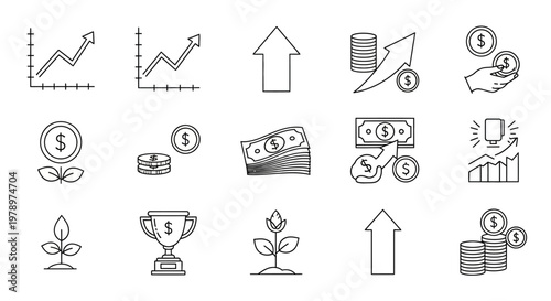 Financial growth and business icons.