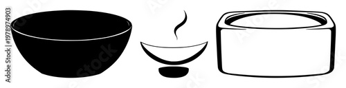 Ashtray set with a monochrome black silhouette design featuring a smoking accessory, cigarette holder, ashtray with an isolated object and a simple graphic element
