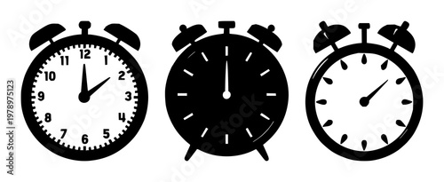Pension fund retirement clock icon set with solid black icon on white background featuring clock, pension, finance with retirement and investment
