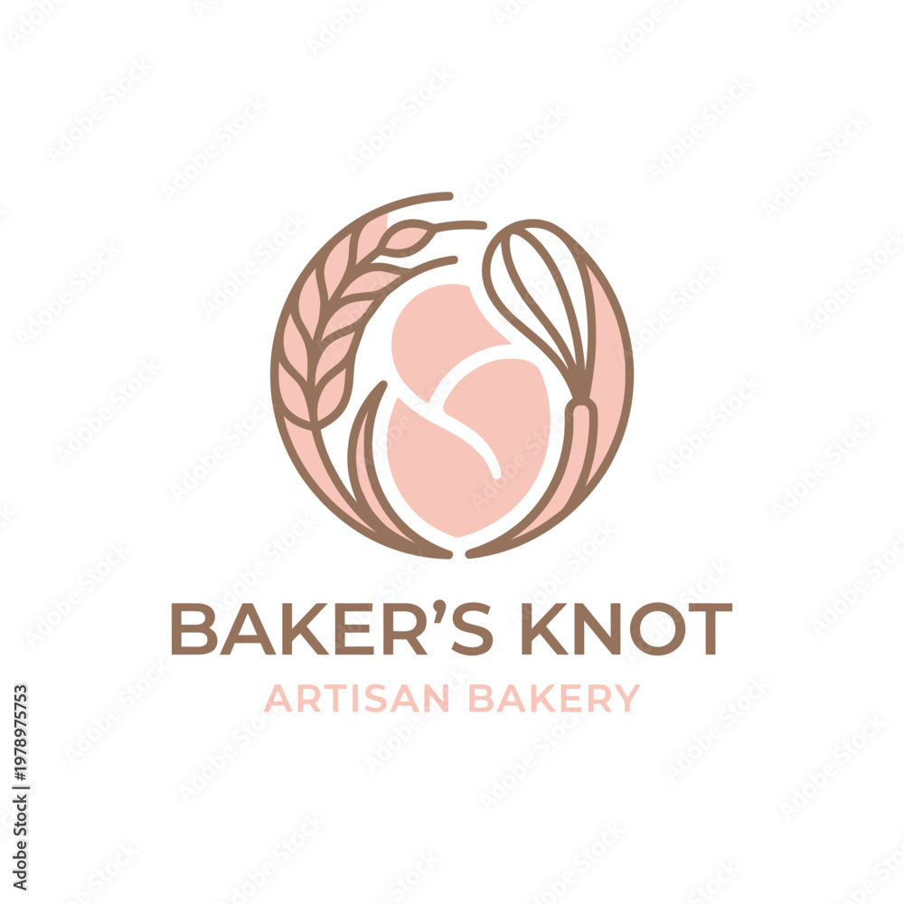 Fototapeta premium Bakers Knot Artisan Bakery Logo Design. EPS Editable. Vector Illustrations.