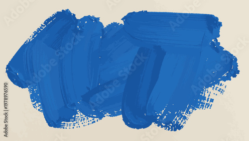 Abstract blue oil paint brushstroke on textured background