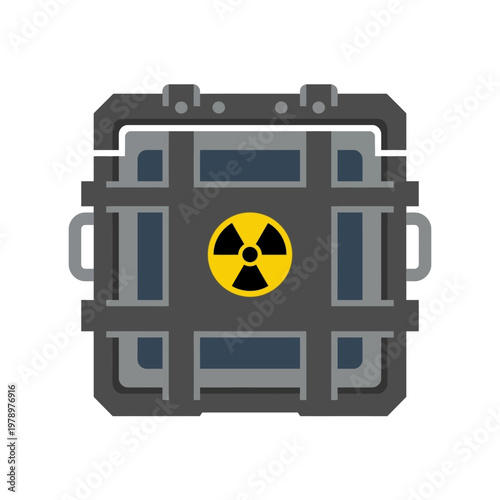 Flat minimal icon of nuclear waste container with shielded protective casing