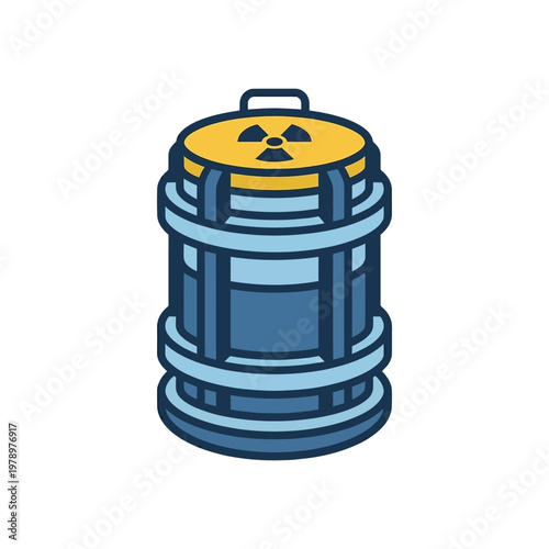 Flat minimal icon of nuclear waste container with shielded protective casing