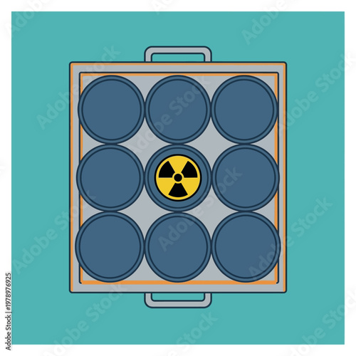 Premium flat icon of nuclear waste system with grouped safety barrels