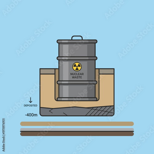 Minimal flat icon of underground nuclear waste container module