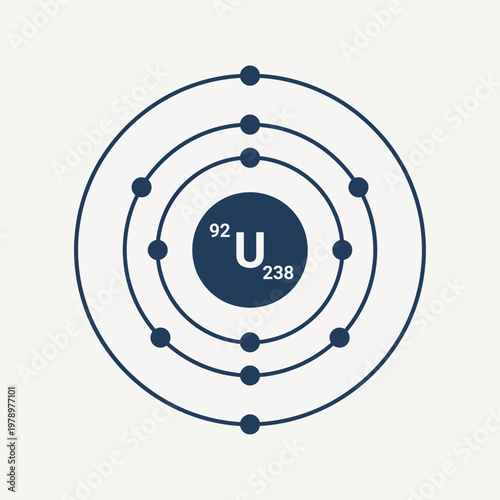 Minimal flat icon of uranium atom symbol in clean scientific style