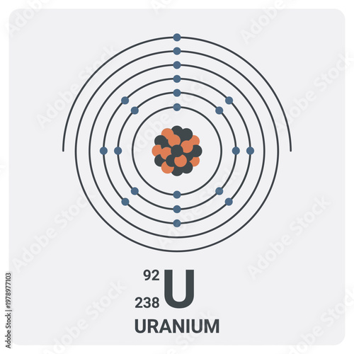 Minimal flat icon of uranium atom symbol in clean scientific style