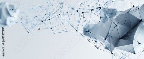 abstract background with a low-polygon network and connection lines in light blue color, a digital technology concept of big data or an internet website design template, banner, backdrop Generative AI