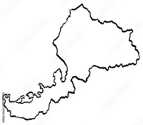 福井県地図 筆タッチ 和風 中部地方 日本 / A brushstroke map of Fukui Prefecture