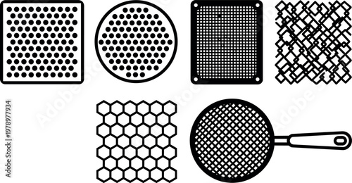 Various mesh grate patterns with handle