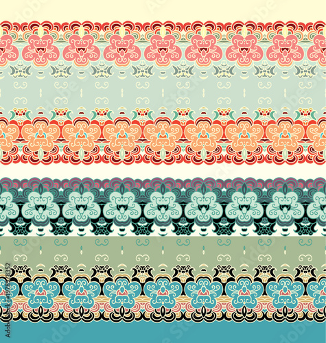 Set of golden ornamental vignettes, border ornaments, rosettes, medieval, oriental style