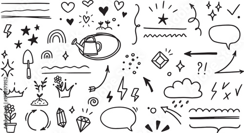 Hand drawn doodle icons and symbols collection
